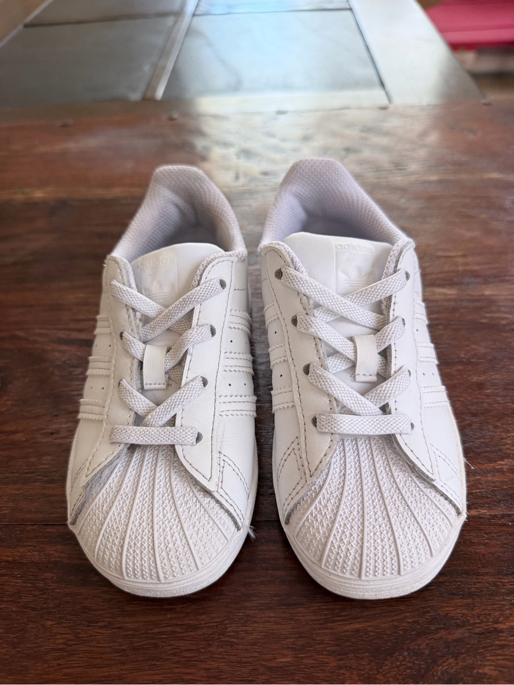 adidas Kids White Classic Shell-Toe Sneakers